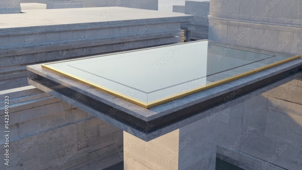 Poster artistic modern design with reflection of cube, creating intriguing visual depth in a contemporary u