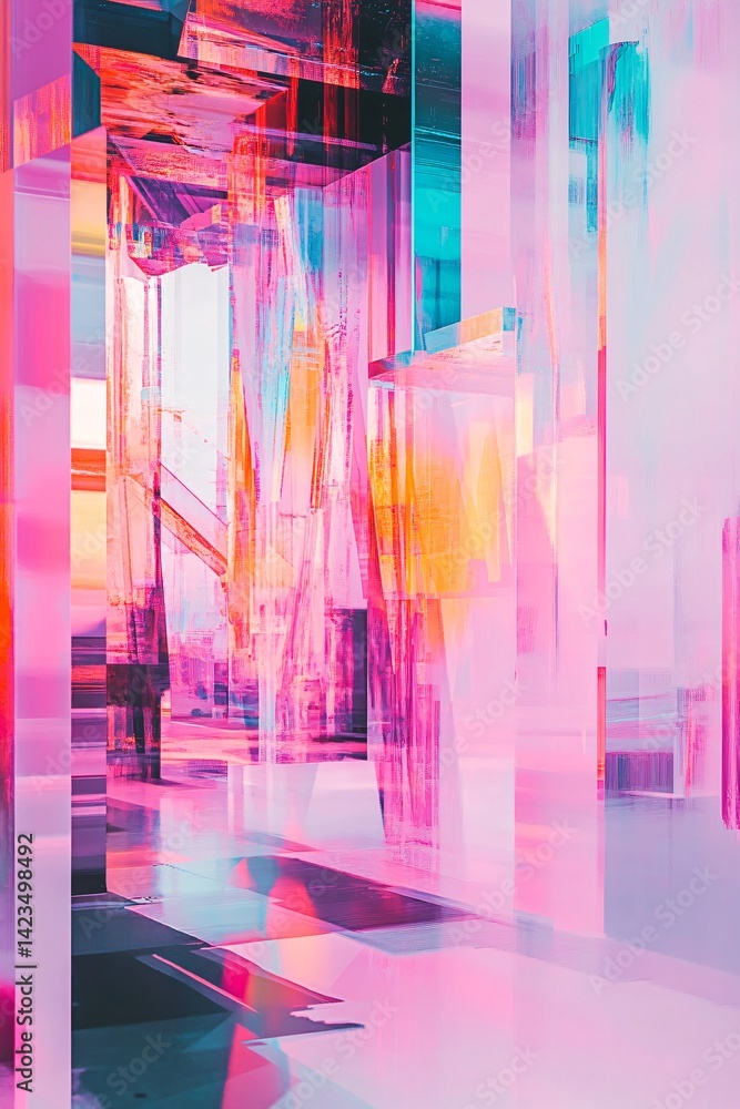 Aufkleber Abstract modern architecture creating colorful light reflections