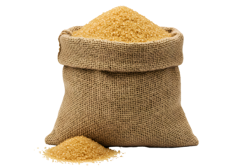 Brown Sugar in Burlap Sack transparent background