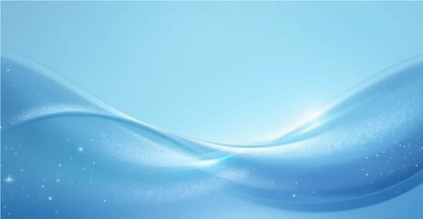 A stunning vector illustration featuring a sky blue gradient background with smooth, flowing light lines that elegantly weave across the canvas.