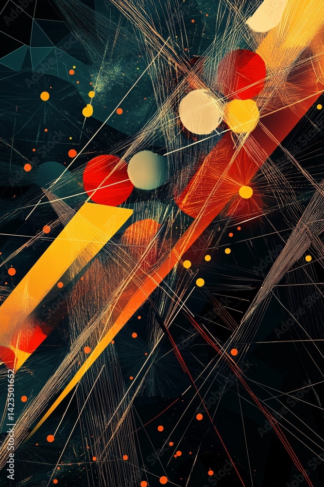 Poster Abstract background with intersecting lines and colorful circles
