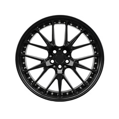 Obraz premium Dark alloy wheel close up detailed design automotive parts image