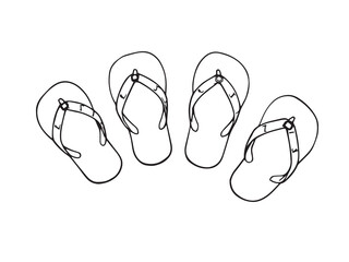 Flip flops vector line art illustration