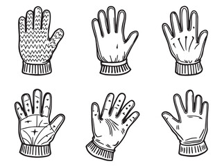 Obraz premium Gloves vector line art illustration