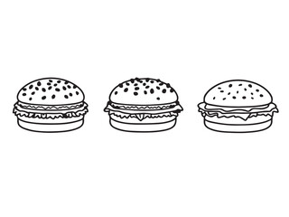 Hamburger Buns vector line art illustration