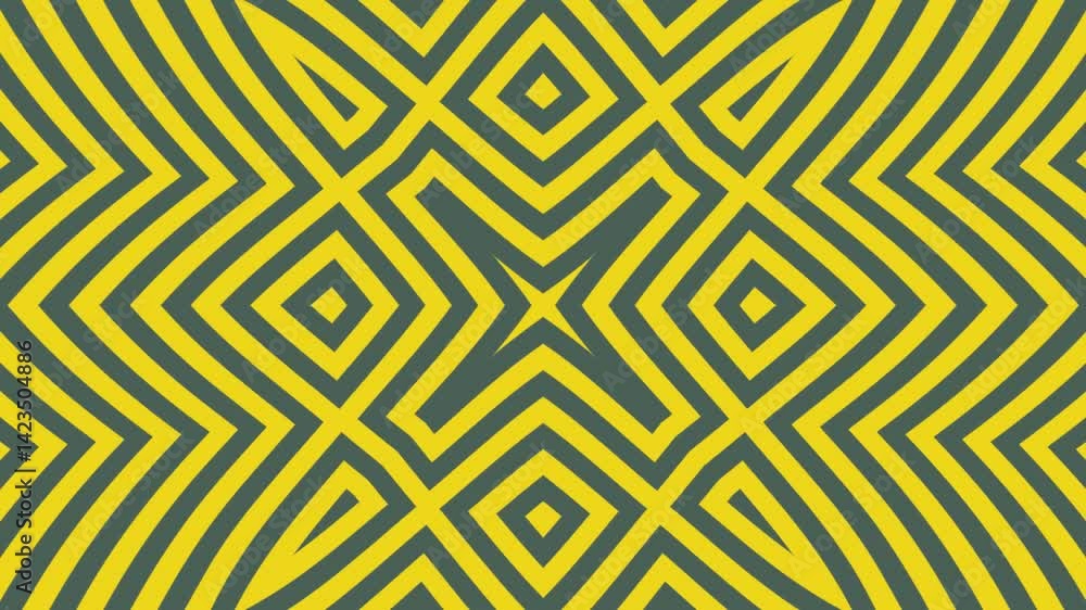 Aufkleber abstract pattern with yellow and green geometric shapes creating a mesmerizing visual effect