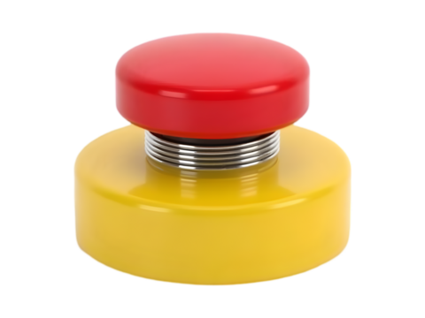 Red Emergency Button – Top View on Pure White