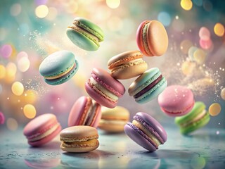 Obraz premium Sweet Macaron Flight: Double Exposure Pastel Dream