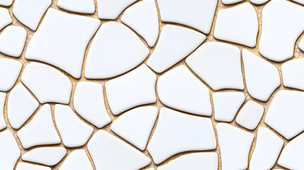 White stone mosaic tiles seamless pattern. Stone architecture backdrop