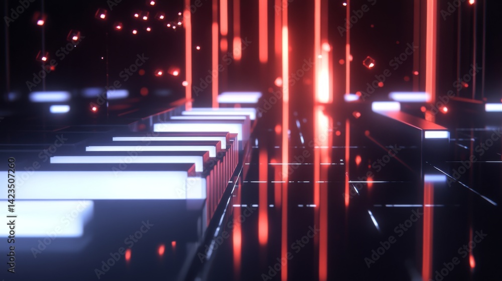 Aufkleber a financial bar chart with translucent bars in ascending order, placed on a dark, sleek background w