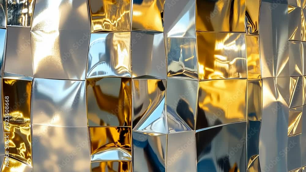 Poster reflective textures shimmer in golden light showcasing artistic design and captivating visual patter