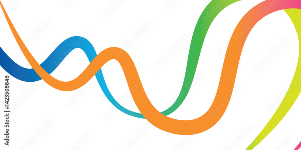 Poster abstract color background with dynamic gradient lines. vector 3d curve ribbons. wavy rainbow graphic