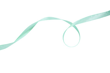 Beautiful satin ribbon. Green satin ribbon isolated on white background with clipping path.