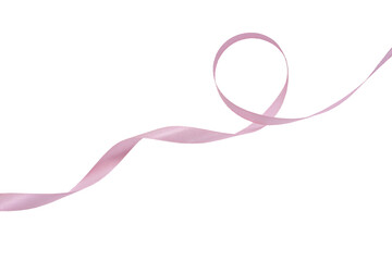 Beautiful satin ribbon. Pink satin ribbon isolated on white background with clipping path.