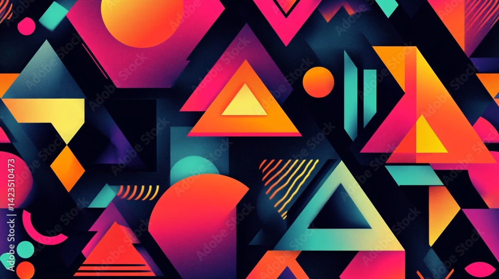 Poster abstract geometric shapes creating colorful modern background design