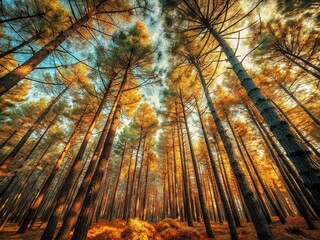 Sumatran Pine Canopy: High-Resolution Stock Photo of Merkus Pine Treetops
