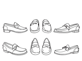 Loafers vector line art illustration