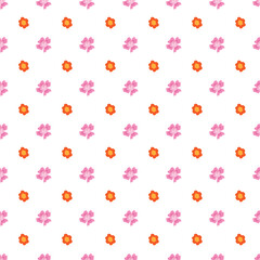 Colorful Floral Pattern with Pink and Orange Flowers in a Seamless Design