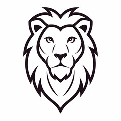 Asiatic lion head line art vector on white background