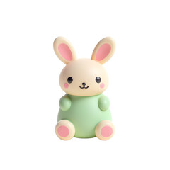 Obraz premium Cute Toy Bunny Sitting Still with Pastel Colors on White