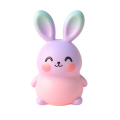 Obraz premium Standing Cartoon Bunny with Kawaii Smile and Pastel Colors Isolated
