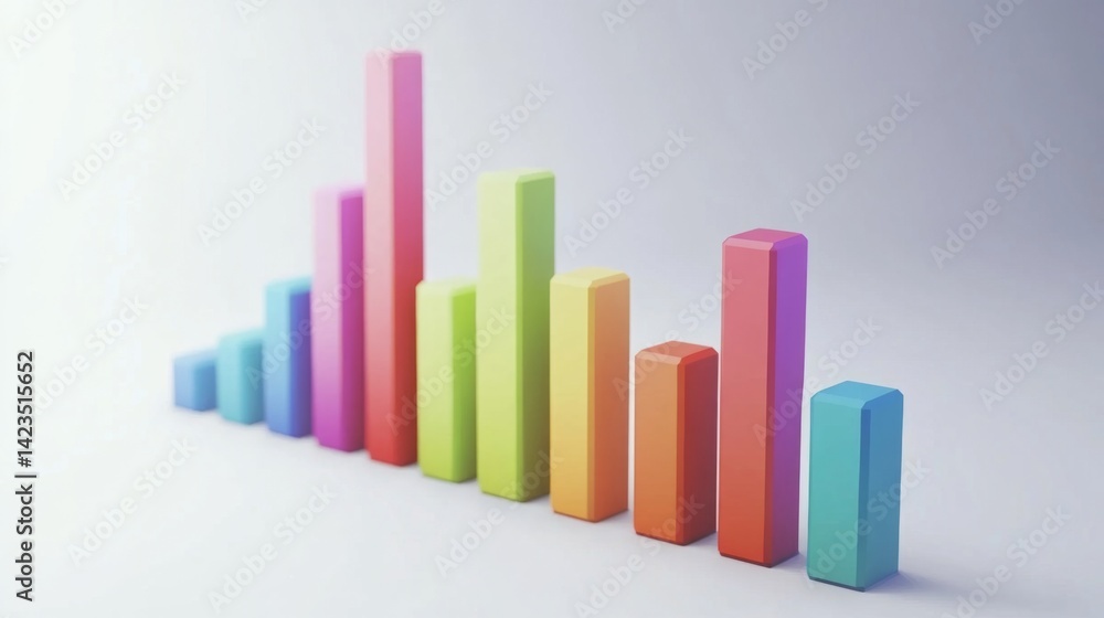 Aufkleber a minimalist bar chart with smooth, matte-finished bars arranged in descending order, with soft shad