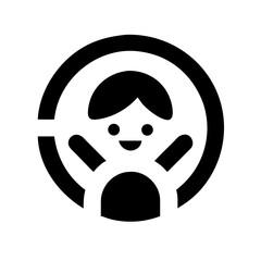 Solid Black Background Image of children logo and icon .