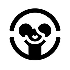 Solid Black Background Image of children logo and icon .