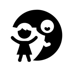 Solid Black Background Image of children logo and icon .