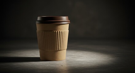 Coffee Cup with Lid and Sleeve on a Concrete Surface