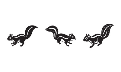 Flat vector squirrel icon with bushy tail