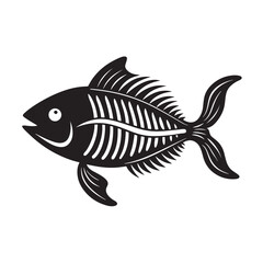 Fototapeta premium Minimal fish bone silhouette vector illustration