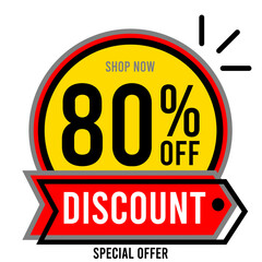 80% off eighty percent off, 80%off, shop now discount special offer 80 % off Promotions with black and white gray numbers letters, balls red yellow black gray circles, White background, design.eps