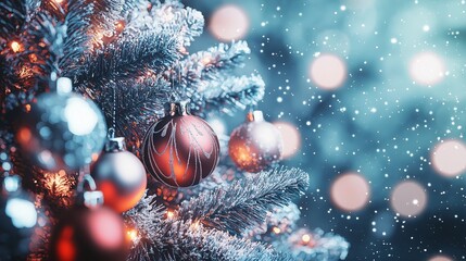 Festive Christmas Tree Ornaments, Winter Wonderland Scene