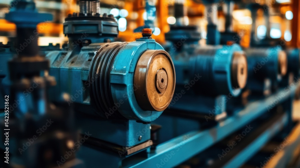 Poster high-efficiency electrical motor connected to a testing rig in a lab setting