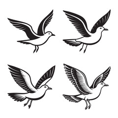 Seagull bird vector illustration in flat style