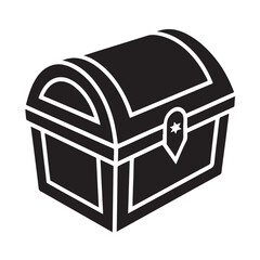 Treasure chest vector icon with gold coins