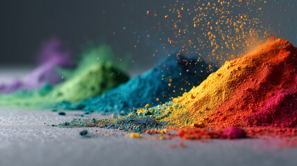 Colorful Pigments Exploding in Mid Air with Motion