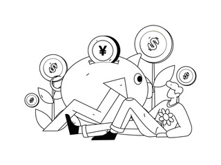 Internet financial management investment flat vector concept operation hand drawn illustration
