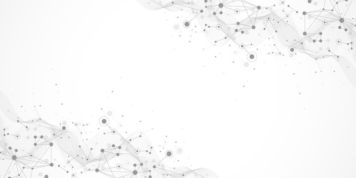 Digits abstract background with connected line and dots, wave flow. Digital neural networks. Network and connection background for your presentation. Graphic polygonal background, illustration