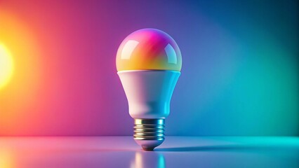 Fototapeta premium Smart Home Light Bulb on Pastel Background - Innovative Technology Concept