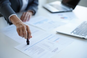 Business Documents Being Stamped: A Professional Work Environment