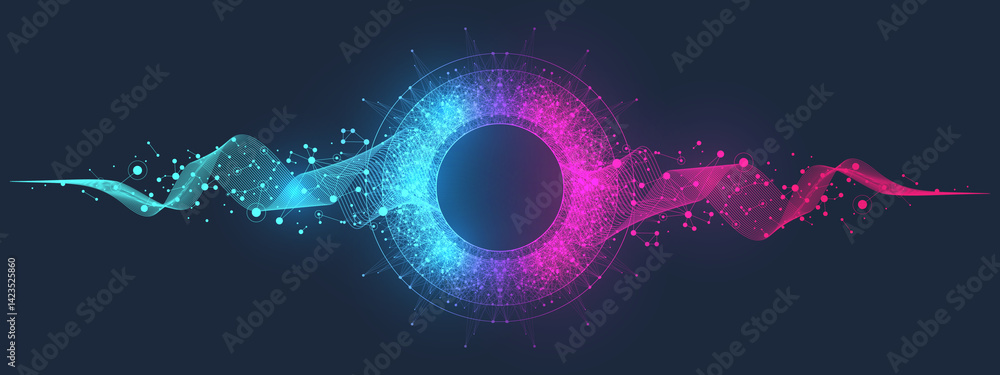 Aufkleber AI Banner Concept In The Digital Style. Generative Ideas Design Element For Internet Technology. Futuristic Technology Concept Artificial Intelligence.