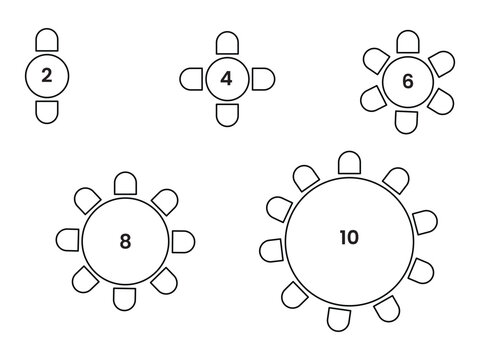 seat plan, chairs and tables symbol, scheme architectural plan for office, home, restaurant, customizable stroke, vector