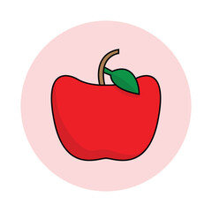 Simple Apple Clip Art Basic Red Fruit Design Minimal Vector Isolated Symbol Education