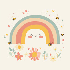 A set of funny rainbows. A Very Simple flat 2D icon baby rainbow isolated on a white background, vector, flat design, animation design, simple flat 2D icon, minimalist design