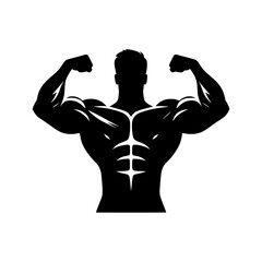 Fototapeta premium Black silhouette, muscular figure 