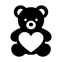 Obraz premium Black silhouette, teddy bear shape, white heart