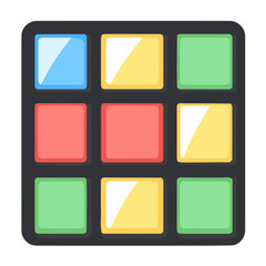 A Very Simple flat 2D icon grid isolated on a transparent background, vector, flat design, animation design, vector, simple flat 2D icon, minimalist design, clipart, EPS 