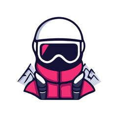 A Very Simple flat 2D icon skiing athlete isolated on a transparent background, vector, flat design, animation design, vector, simple flat 2D icon, minimalist design, clipart, EPS, vector